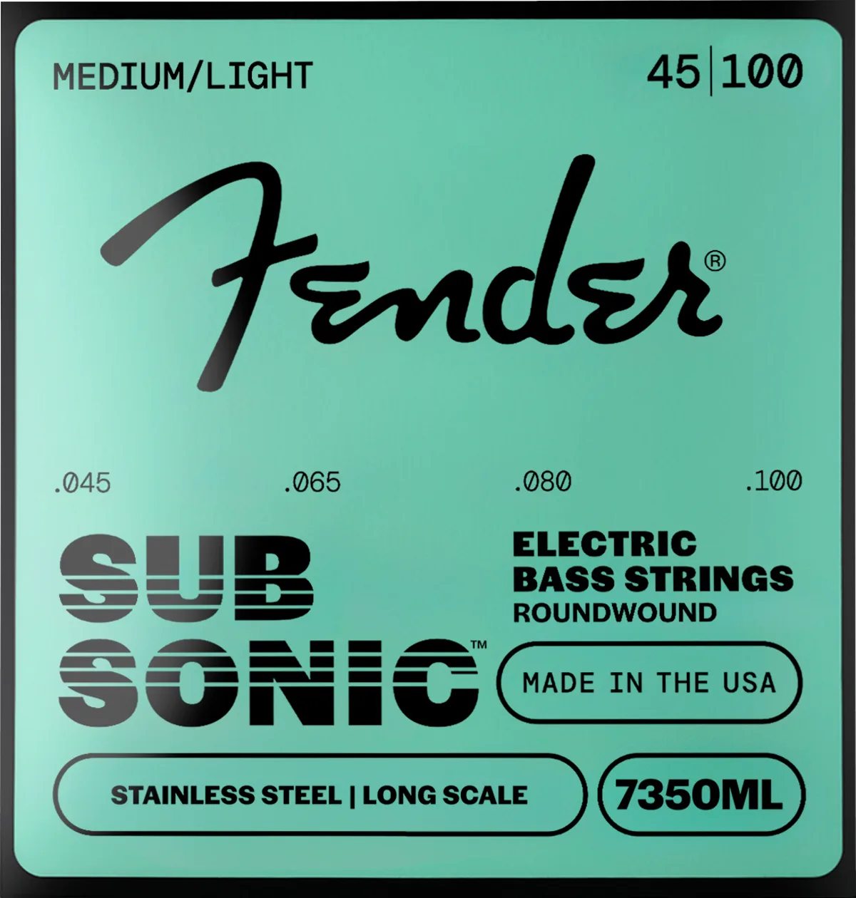 Fender SubSonic 7350 Stainless Steel Bass Strings — SubSonic 7350ML Bass Strings, Stainless Steel, Long Scale, Gauges .045-.100, (4) · Corde per basso · R&D Sound Lugano