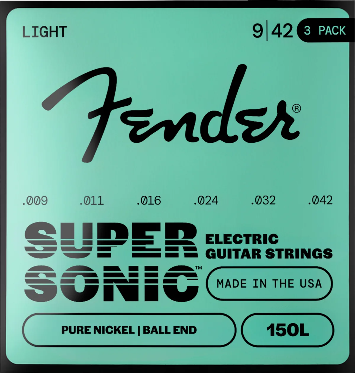 Fender SuperSonic 150 Pure Nickel Guitar Strings (3-Pack) — SuperSonic 150L Guitar Strings, Pure Nickel, Ball End, Gauges .009-.042 (3-Pack) · Corde per chitarra elettrica · R&D Sound Lugano
