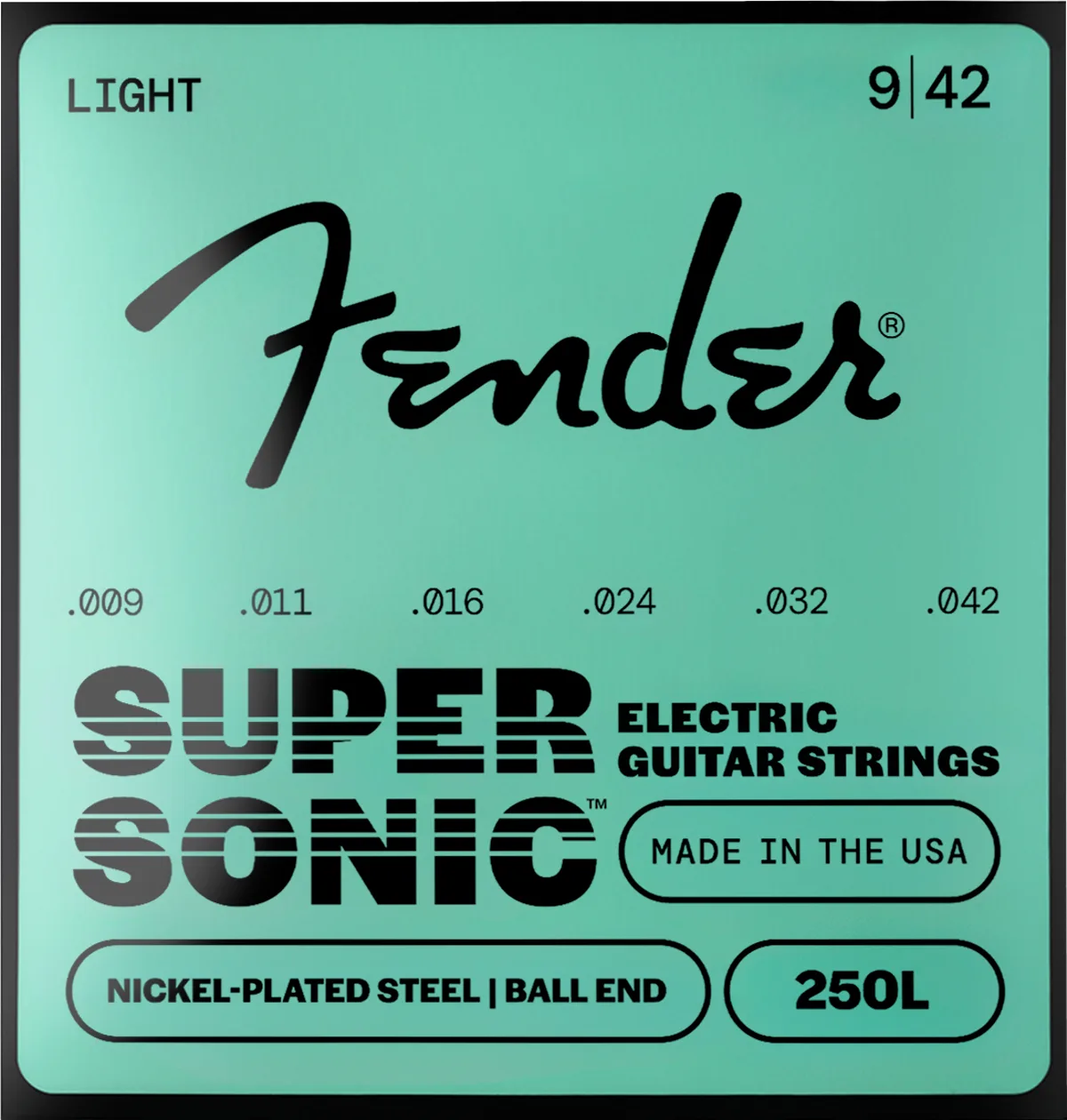 Fender SuperSonic 250 Nickel-Plated Steel Guitar Strings (3-Pack) — SuperSonic 250L Guitar Strings, Nickel-Plated Steel, Ball End, Gauges .009-.042 (3-Pack) · Corde per chitarra elettrica · R&D Sound Lugano