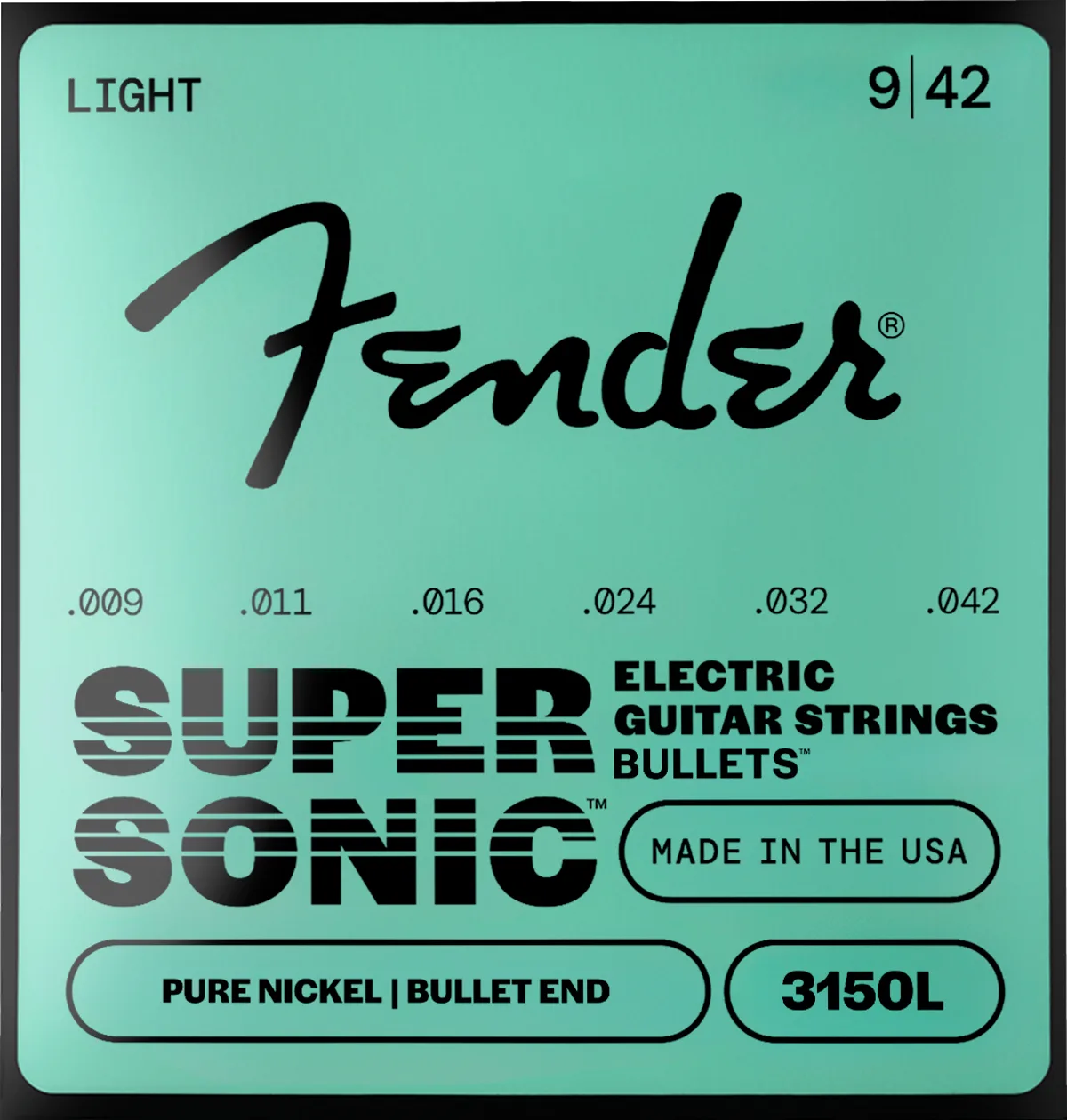 Fender SuperSonic Bullets 3150 Pure Nickel Guitar Strings — SuperSonic Bullets 3150L Guitar Strings, Pure Nickel, Bullet End, Gauges .009-.042 · Corde per chitarra elettrica · R&D Sound Lugano