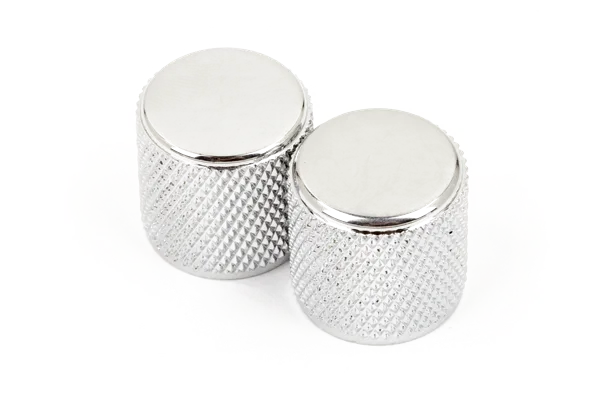 Fender Telecaster/Precision Bass Knurled Knobs Set — Telecaster/Precision Bass Knobs, Knurled Chrome (2) · Manopole e controlli · R&D Sound Lugano