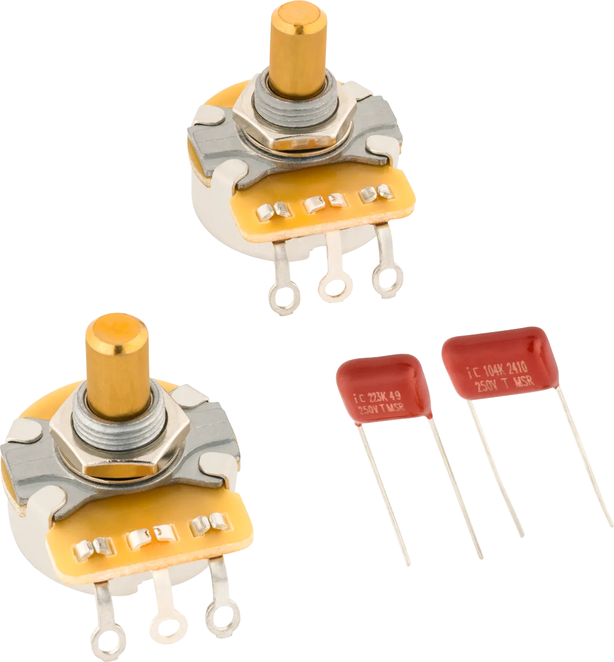 Fender Telecaster Solid Shaft Potentiometer and Capacitor Kit, 2-Pack · Manopole e controlli · R&D Sound Lugano