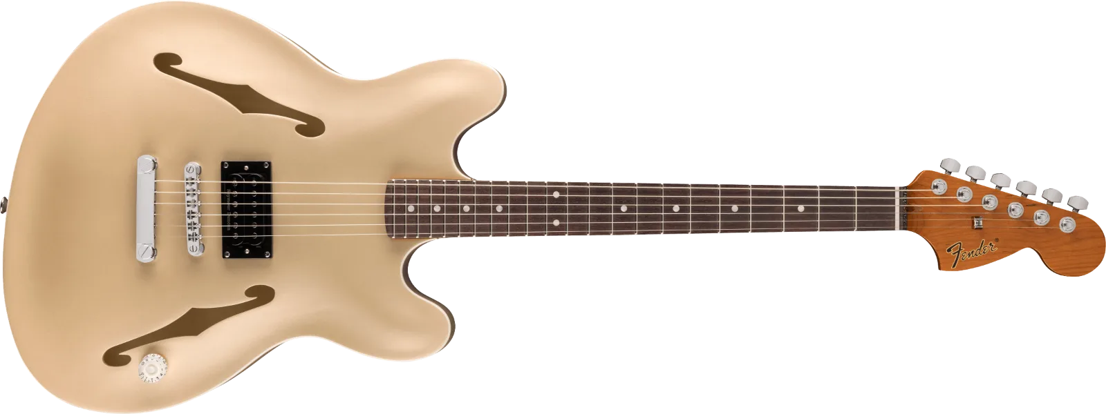 Fender Tom DeLonge Starcaster — Rosewood Fingerboard, Chrome Hardware, Satin Shoreline Gold · Chitarre elettriche · R&D Sound Lugano