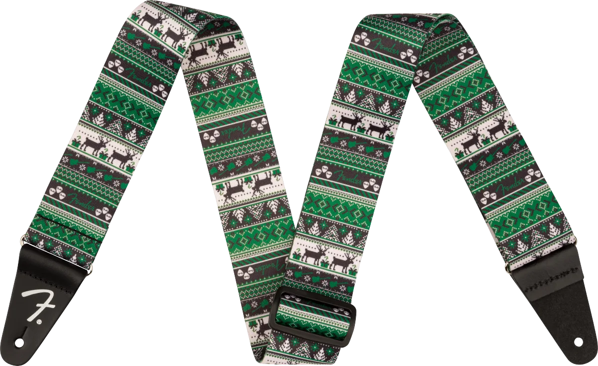 Fender Ugly Christmas Sweater Strap, Green Fair Isle — Ugly Xmas Sweater Strap, Green Fair Isle · Tracolle e cinghie · R&D Sound Lugano