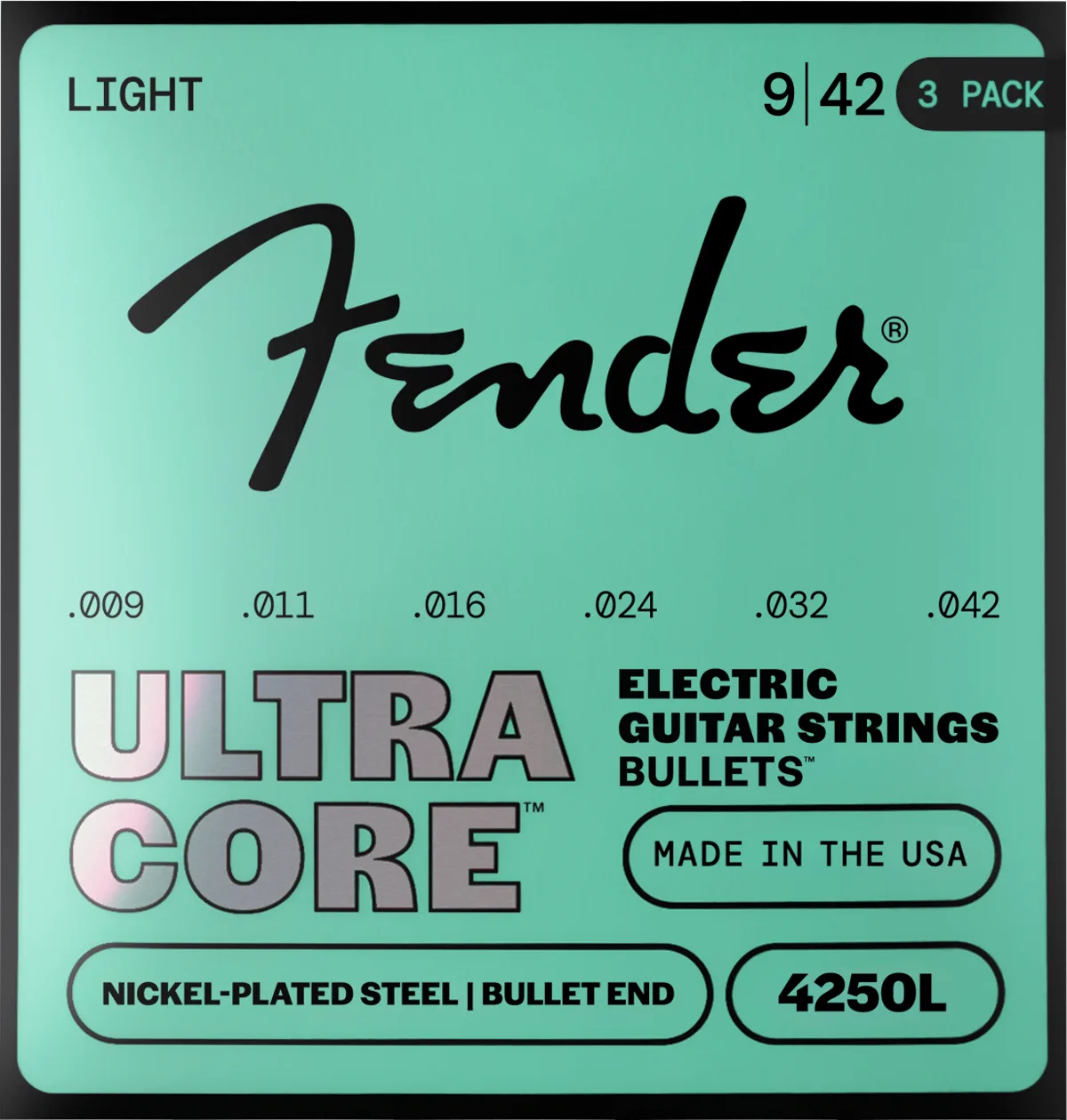 Fender UltraCore Bullets 4250 Nickel-Plated Steel Guitar Strings (3-Pack) — Ultracore Bullets 4250L Guitar Strings, Nickel-Plated Steel, Bullet End, Gauges .009-.042 (3-Pack) · Corde per chitarra elettrica · R&D Sound Lugano