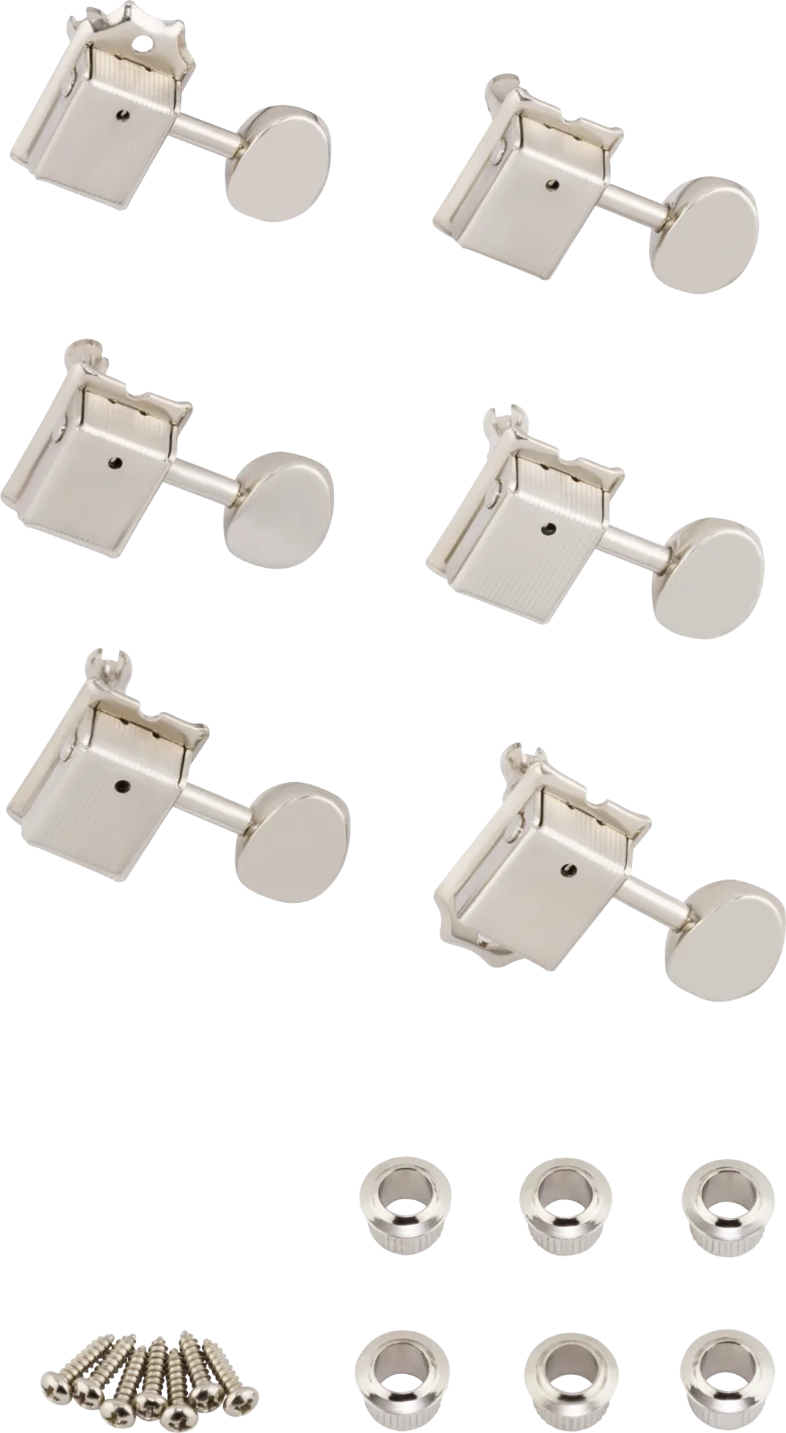 Fender Vintage Style Guitar Tuning Machine Set — Vintage-Style Strat/Tele Tuners, Nickel (6) · Meccaniche · R&D Sound Lugano