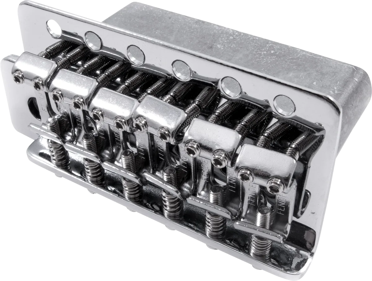 Fender Vintage-Style Standard Series Strat Left-Hand Tremolo Assembly ('06-Present) — Vintage-Style Standard Series Stratocaster Tremolo Assembly ('06-Present), Chrome (Left Handed) · Ponti e componenti · R&D Sound Lugano