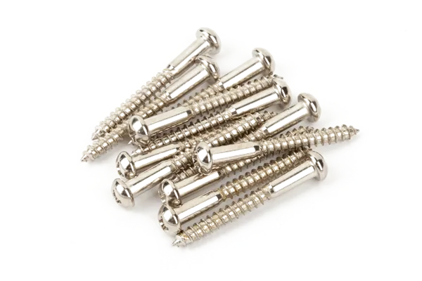 Fender Vintage-Style Strat Bridge Mounting Screws — Vintage-Style Stratocaster Bridge Mounting Screws (12) (Phillips head) (Nickel) · Ponti e componenti · R&D Sound Lugano