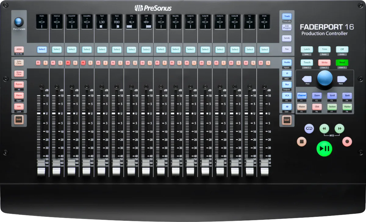 PreSonus FaderPort 16 DAW Controller — FaderPort 16 Production Controller, Black, 220-240 UK · Audio e recording · R&D Sound Lugano