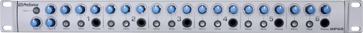 PreSonus HP60 6-Channel Headphone Mixing Systems — HP60 6-Channel Headphone Mixing System, Silver, 220-240V EU · Audio e recording · R&D Sound Lugano
