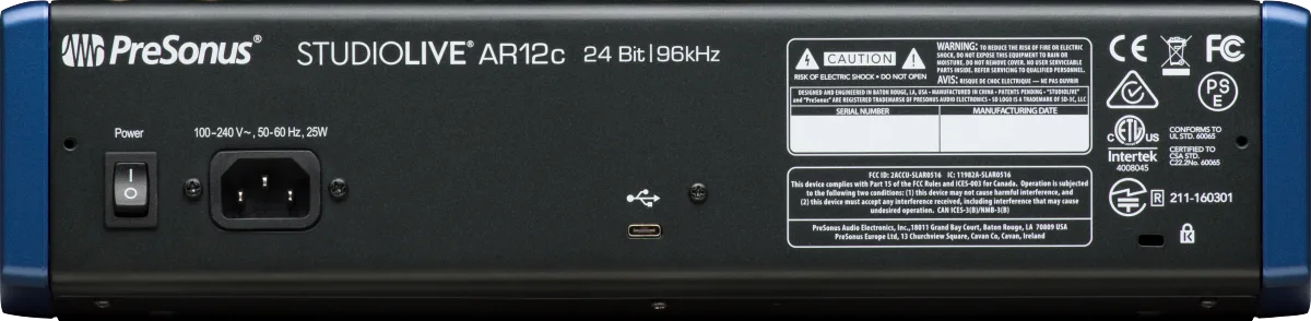 PreSonus StudioLive AR12c Analog Mixer — Blue, 230-240V EU · Audio e recording · R&D Sound Lugano