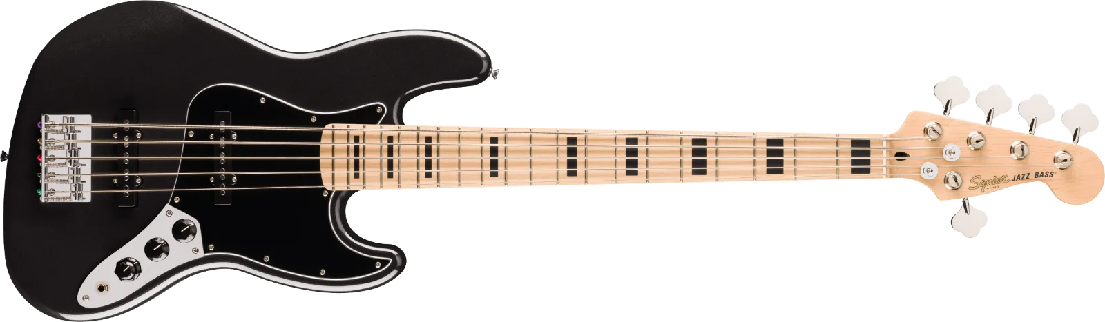 Squier Affinity Series Active Jazz Bass V — Maple Fingerboard, Black Pickguard, Black Metallic · Bassi elettrici · R&D Sound Lugano