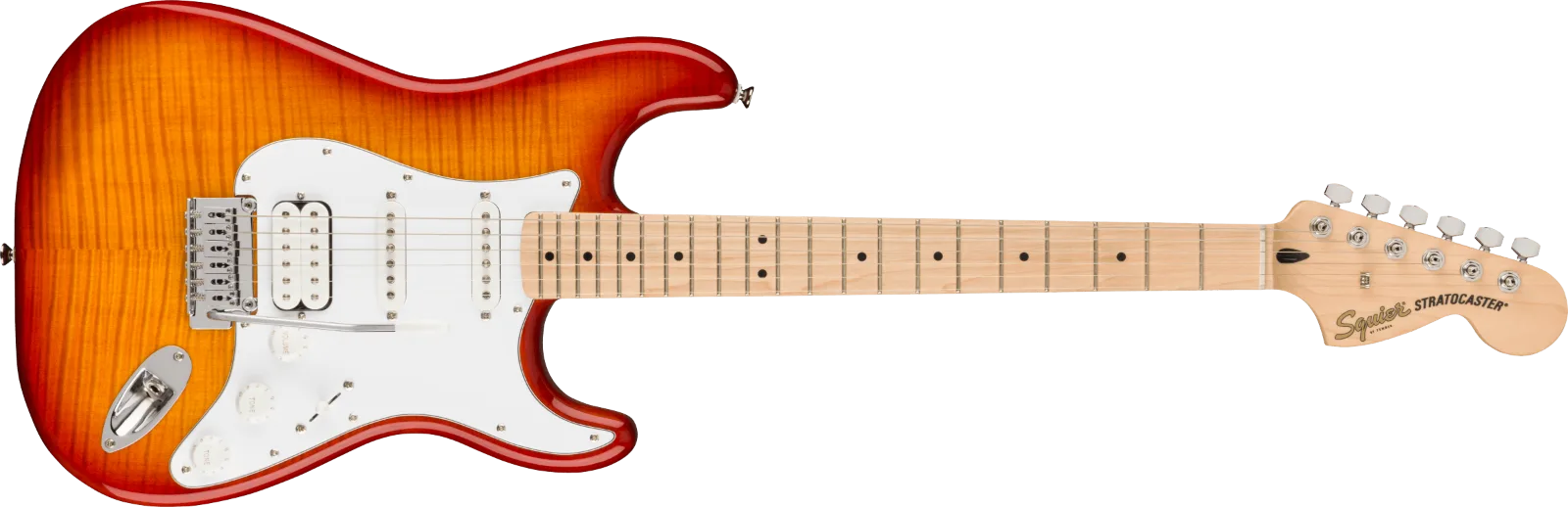Squier Affinity Series Stratocaster FMT HSS — Maple Fingerboard, White Pickguard, Sienna Sunburst · Chitarre elettriche · R&D Sound Lugano