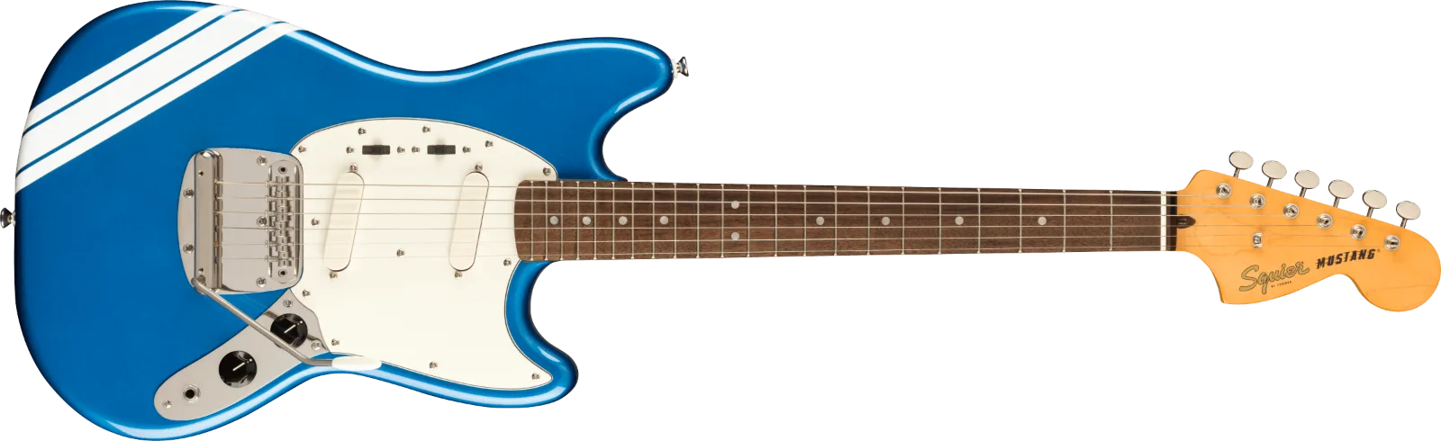 Squier Classic Vibe '60s Competition Mustang — FSR Classic Vibe '60s Competition Mustang, Laurel Fingerboard, Parchment Pickguard, Lake Placid Blue with Olympic White Stripes · Chitarre elettriche · R&D Sound Lugano