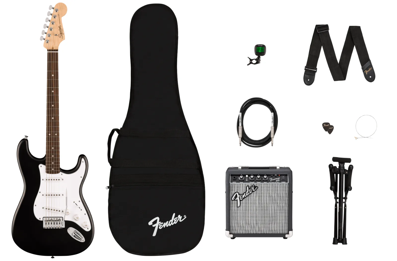 Squier Debut Collection Stratocaster Electric Guitar Pack — Black, 230V EU · Chitarre elettriche · R&D Sound Lugano