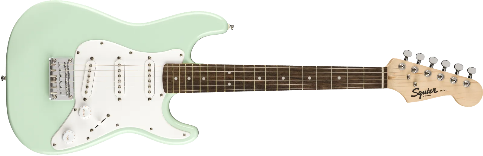 Squier FSR Mini Stratocaster — Laurel Fingerboard, White Pickguard, Surf Green · Chitarre elettriche · R&D Sound Lugano