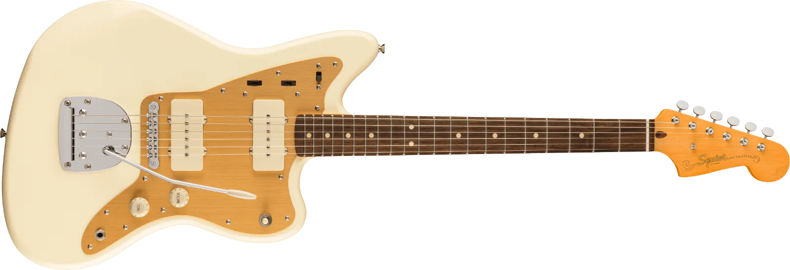 Squier J Mascis Jazzmaster — Laurel Fingerboard, Gold Anodized Pickguard, Vintage White · Chitarre elettriche · R&D Sound Lugano