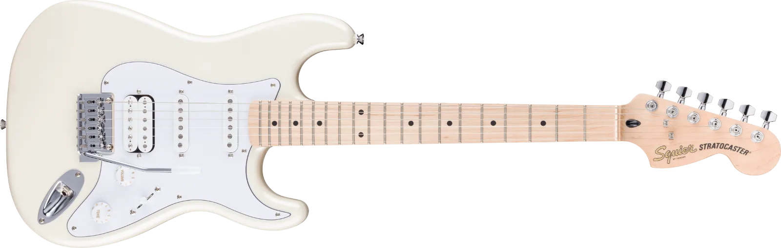 Squier Limited Edition Affinity Stratocaster Junior HSS — FSR Affinity Stratocaster Junior HSS, Maple Fingerboard, White Pickguard, Pearl White · Chitarre elettriche · R&D Sound Lugano