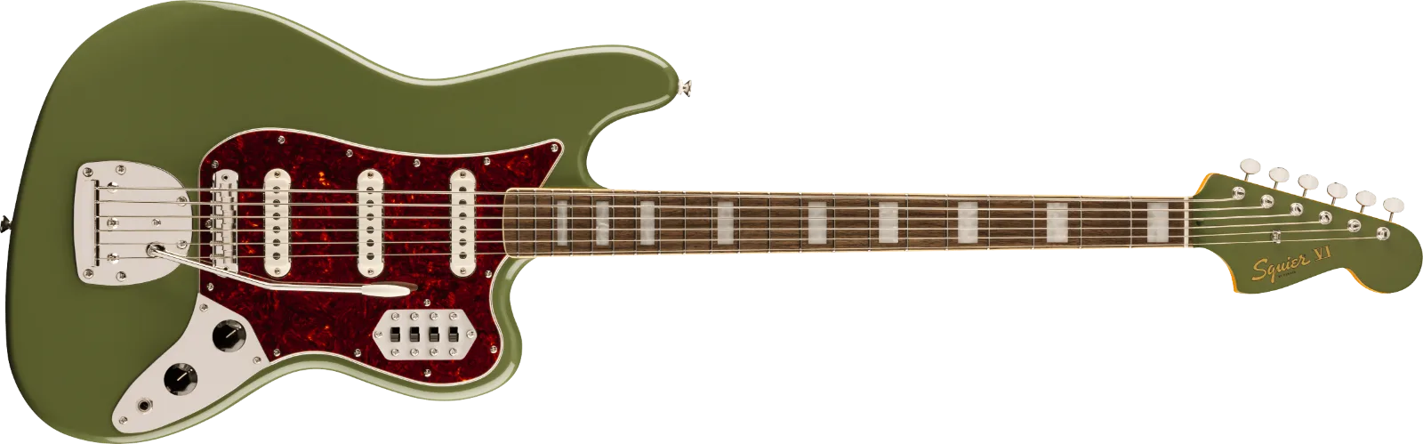 Squier Limited Edition Classic Vibe Bass VI — FSR Classic Vibe Bass VI, Laurel Fingerboard, Tortoiseshell Pickguard, Matching Headstock, Olive · Bassi elettrici · R&D Sound Lugano