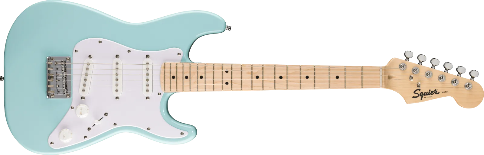 Squier Limited Edition Mini Stratocaster Pack — FSR Mini Stratocaster Pack, Maple Fingerboard, Daphne Blue, Gig Bag, 10G, 230V EU · Chitarre elettriche · R&D Sound Lugano