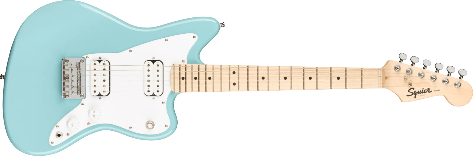 Squier Mini Jazzmaster HH — Maple Fingerboard, White Pickguard, Daphne Blue · Chitarre elettriche · R&D Sound Lugano