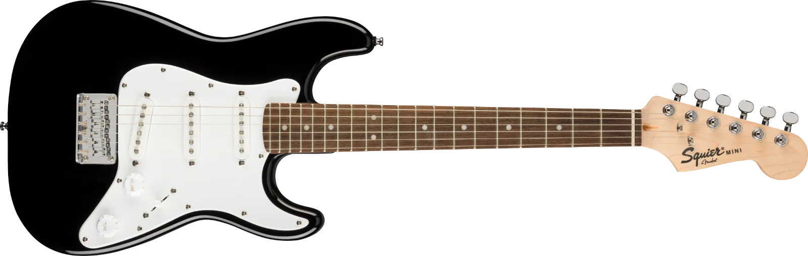 Squier Mini Stratocaster — Laurel Fingerboard, White Pickguard, Black · Chitarre elettriche · R&D Sound Lugano
