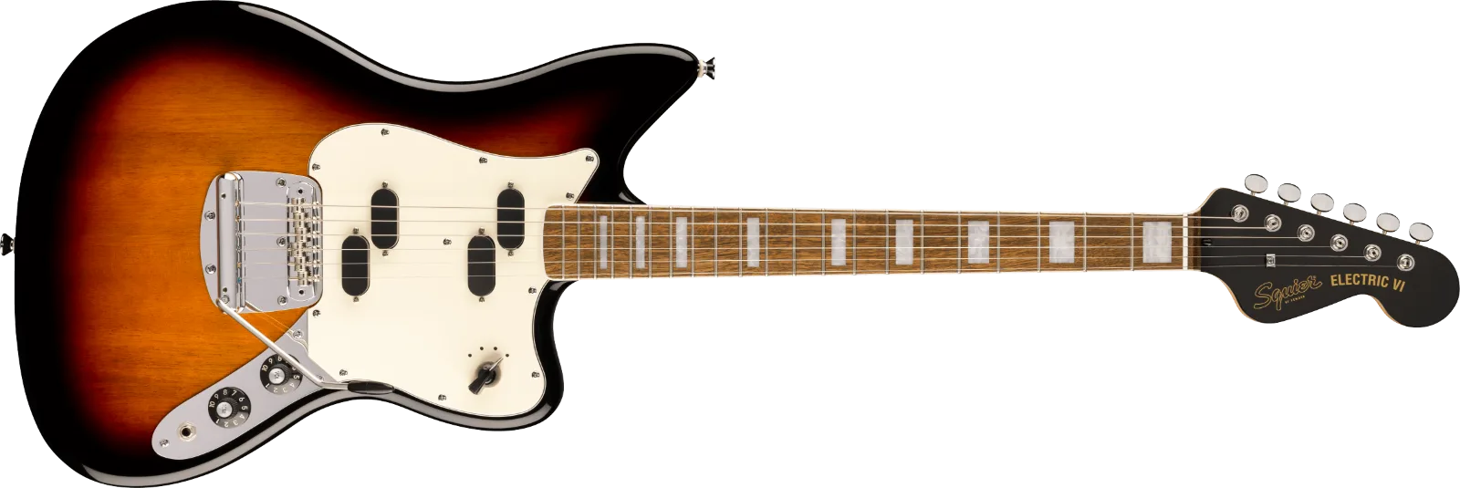 Squier Paranormal Electric VI — Laurel Fingerboard, Parchment Pickguard, 3-Color Sunburst · Chitarre elettriche · R&D Sound Lugano