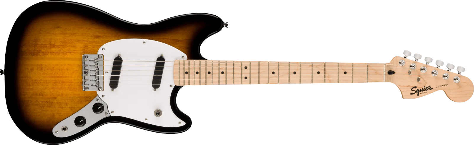 Squier Sonic Mustang — Maple Fingerboard, White Pickguard, 2-Color Sunburst · Chitarre elettriche · R&D Sound Lugano